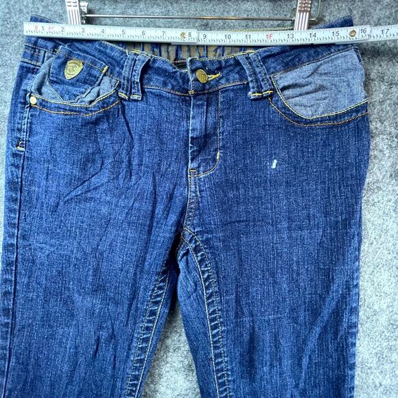 Vintage Rocawear Bootcut Jeans Womens 11 Blue Denim Y2K Logo Embroidered - Picture 7 of 11